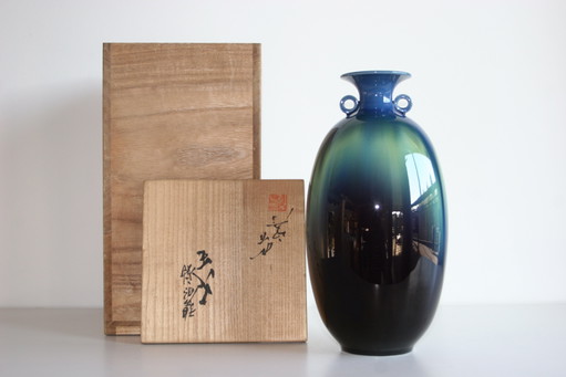 Tokuda Yasokichi Iii Farbig glasierte Porzellanvase