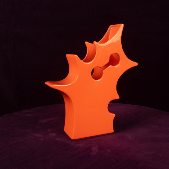 Abstract Oranje Keramische Sculpturale Vaas, Postmodern Space Age, Italië, 1980 – Vazen, Ceramic (photo 10 of 19)