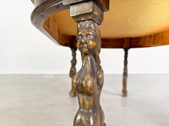 Image 1 of Original table à manger néo-baroque en bois sculpté Table antique