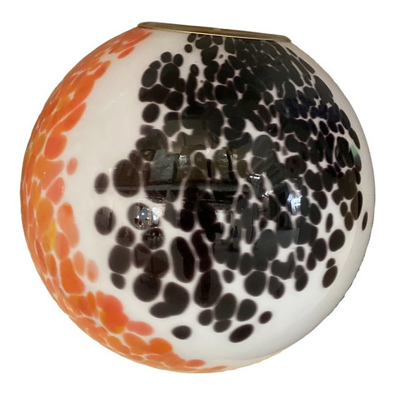 Image 1 of Zeitgenössische Bernstein und Schwarz Murrine Sphere in Murano Glas