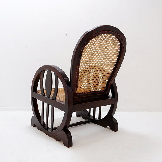 Image 1 of Art Deco armchairs in wood, with caned seat and back, circa 1930