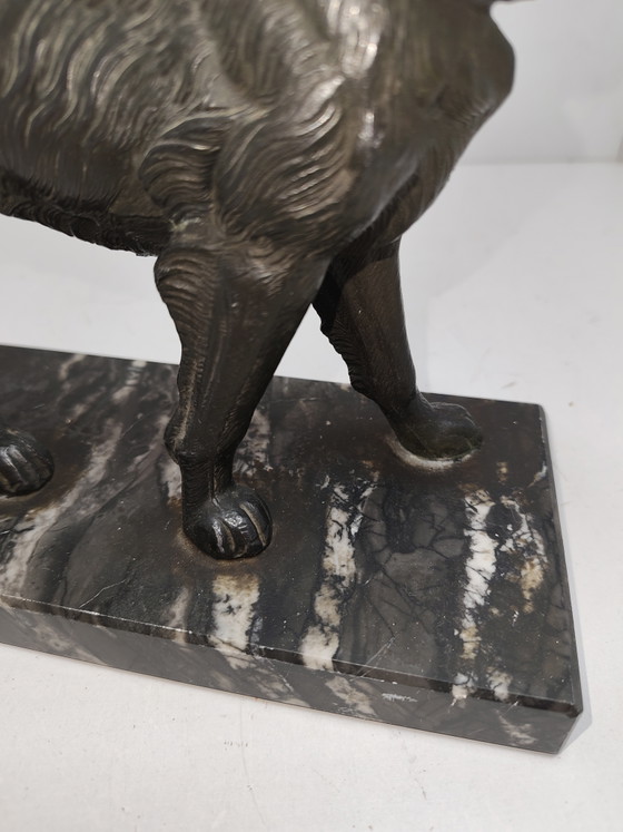 Art Deco style sculpture hunting dog – Marble, Metal (photo 6 of 12)