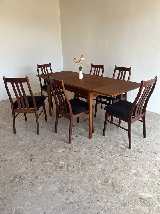 Image 1 of 6x Originele "Farstrup Møbelfabrik jaren 60" Eetkamerstoel Mahonie Denemarken!!