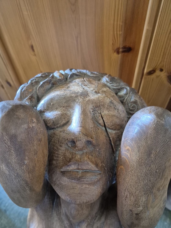 Sculpture de nu Mid-Century, Torse féminin, Bois massif, 98 cm (photo 4 of 6)
