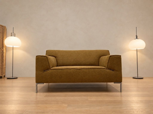 Loveseat Bloq de diseño recién tapizado en stock