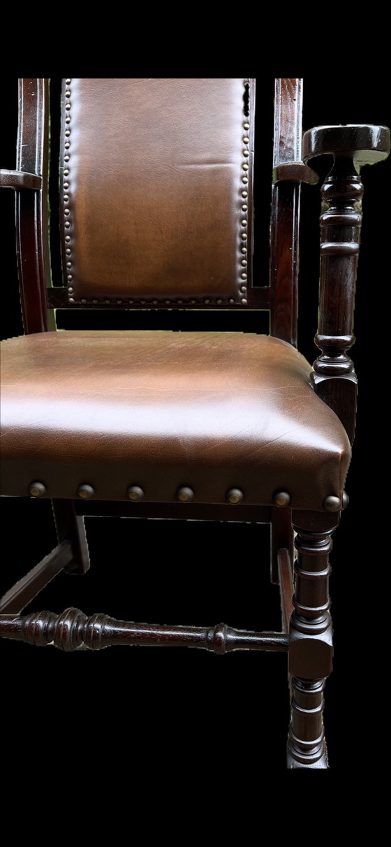 4 sillones de comedor ingleses de cuero, Sillas de comedor, Metal, Negro (foto 5 de 5)