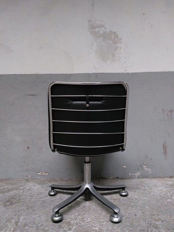 Image 1 of Swissform desk chair in chrome and black leather from sitag, 1970s
