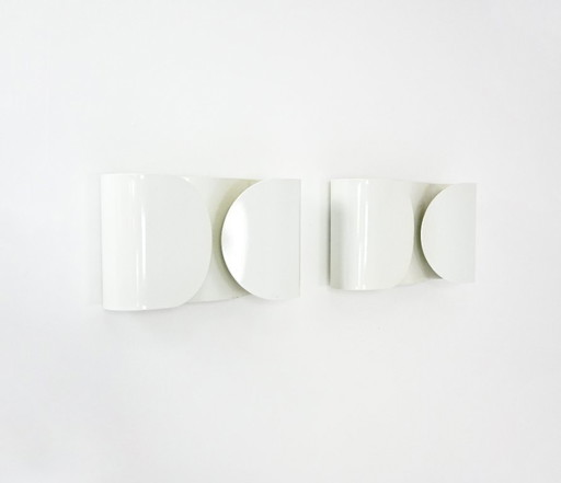 White Foglio Sconces by Tobia & Afra Scarpa for Flos, 1960s, Set of 2