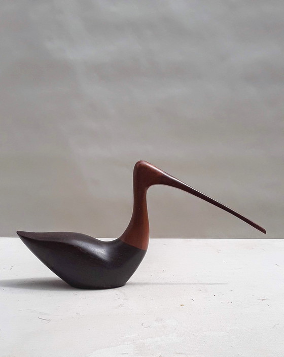 Image 1 of Sculpture en bois signée d'un Courlis d'Amérique par Art Eisenbrand , 1980 - Californie / USA .