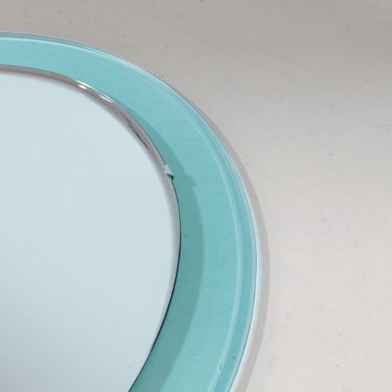 Image 1 of 1 miroir ovale vintage en verre biseauté, signé A. Lupi pour Cristal Luxor, Italie, 1970