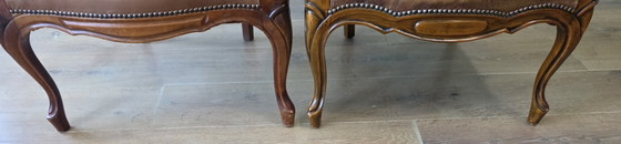 Image 1 of Set van 2 vintage leren fauteuils – Louis XV stijl