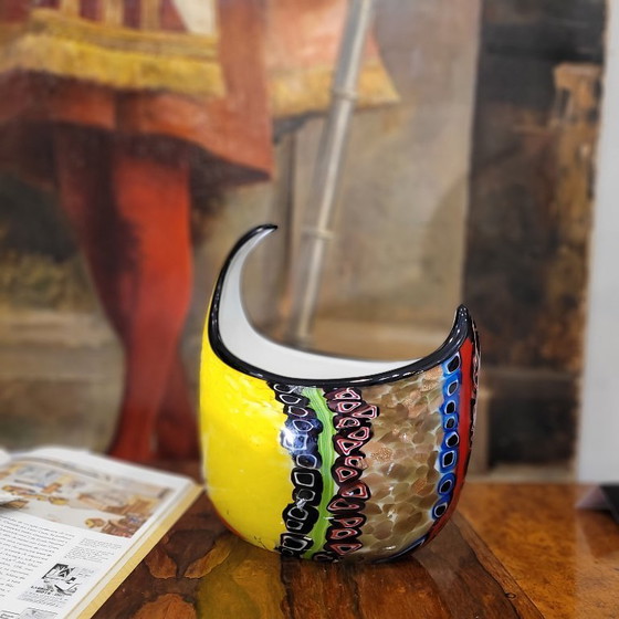 Image 1 of Millefiori half-moon decorative centerpiece, Murano glass, 90's - Italy