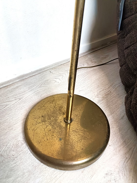 Image 1 of Vintage messing leeslamp vloerlamp goudkleurig 