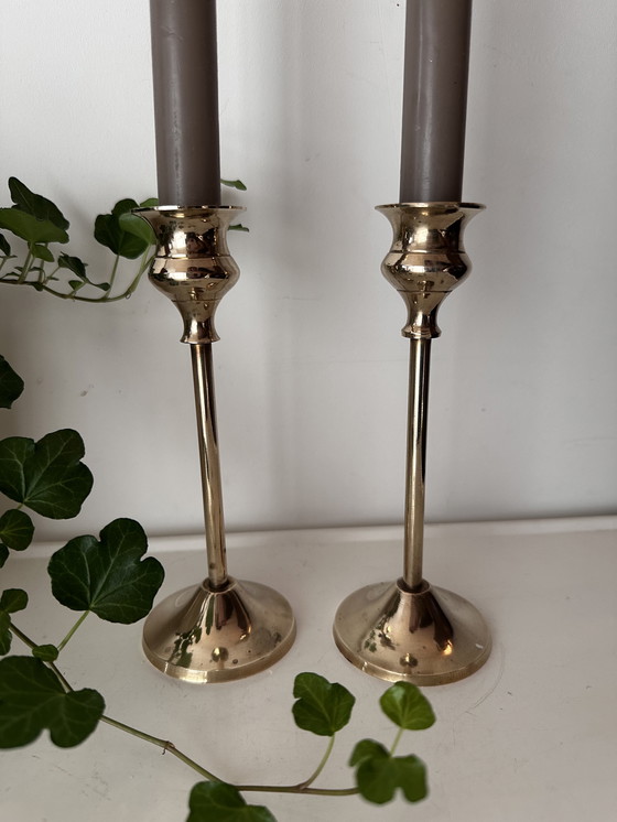 Image 1 of Set Of 2 Brass Candlesticks