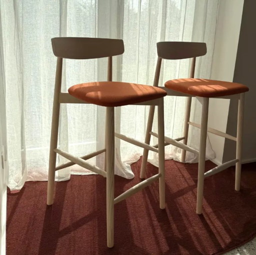 Miniforms - Set of 2 "CLARETTA" high chairs in wood and fabric