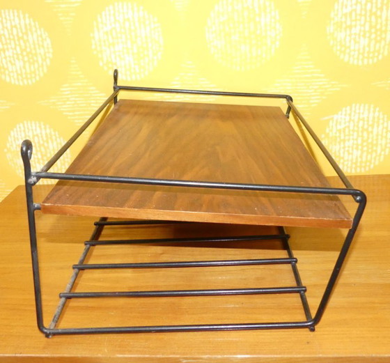 Image 1 of 1960s wall shelf telephone shelf magazine rack string shelf shelf 60s sixties mid century retro vintage string shelf