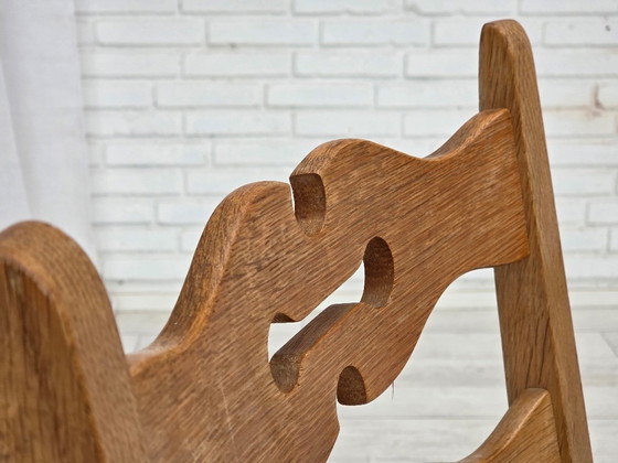 Image 1 of Set van 2 Deense eetkamerstoelen uit de jaren 70, meubelwol, massief eikenhout