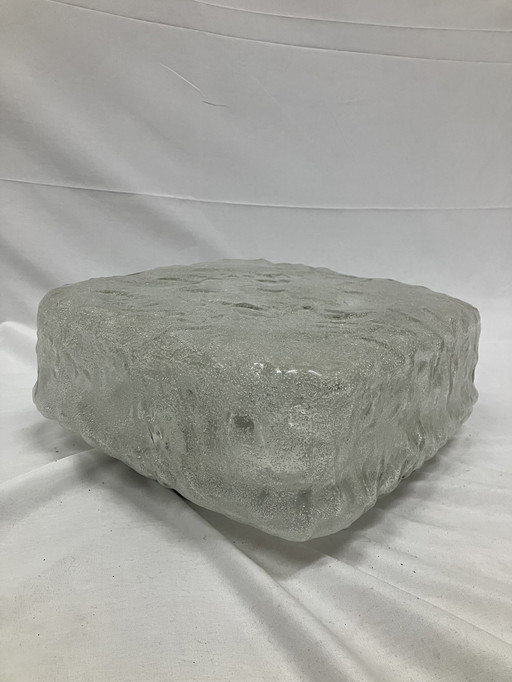 Vintage ice glass square ceiling lamp 70s design