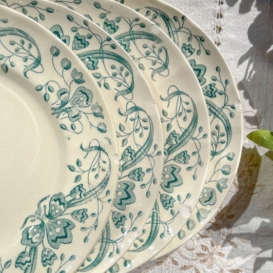 Set of 6 Small Antique Ironstone Plates "Figuig" – Longchamp 19th Century – Crockery (photo 13 of 14)