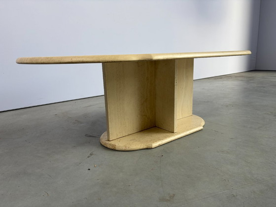 Vintage oval travertine coffee table, 1980s (photo 5 of 9)