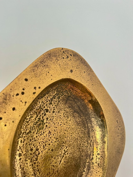 Image 1 of Vintage, zware bronzen opvangbak, vierkant Italiaans design, decoratieve schaal in mid-century modern stijl uit de jaren 70.