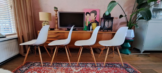 Image 1 of 4 x Vitra Eames DSW Chairs White with ash base