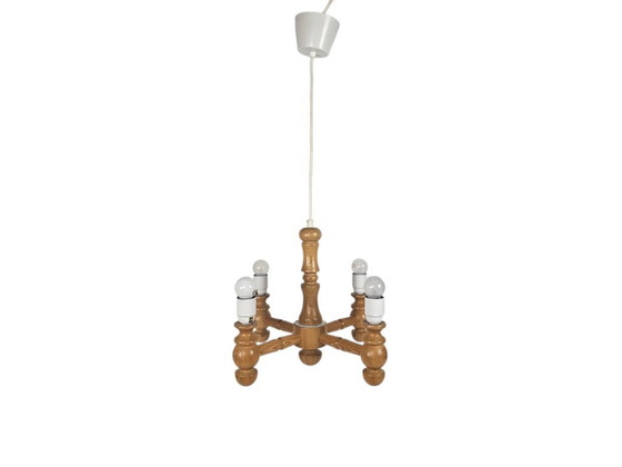 Image 1 of Deens design - kroonluchter -  4 armen hanglamp - grenen - 90's