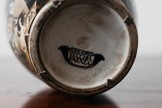 Image 1 of Ceramic Vase with Old Faenza Decoration, Very Rare, 1960s Design Art