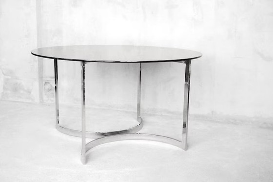 Image 1 of Milo Baughman chrome and glass dining table, 1970s