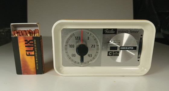 Image 1 of (W014) Timer da menu vintage Fissler arancione/giallo degli anni '70, prodotto in Francia