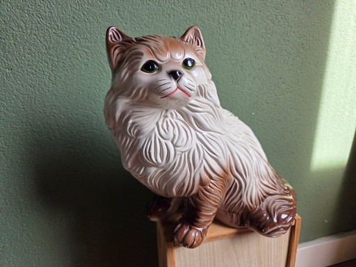Statuetta vintage di gatto in ceramica