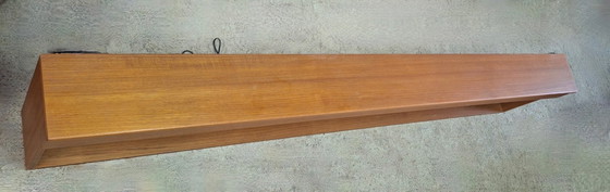 Image 1 of Danish Extra Long Floating Teak Sideboard / Wall Shelf with Lights, 1960s