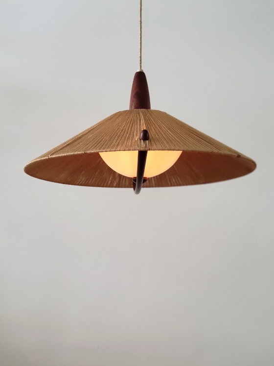 Image 1 of Vintage Sisal hanglamp van Temde Leuchten, 1965