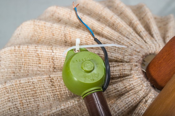 Image 1 of Scandinavian Modern Adjustable Teak & Wool Pendant Lamp from Domus, 1960s