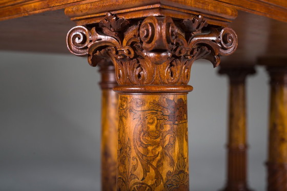 Image 1 of Wilhelmine Sekretär in Nussbaum & Edelholzfurnier mit Lederplatte