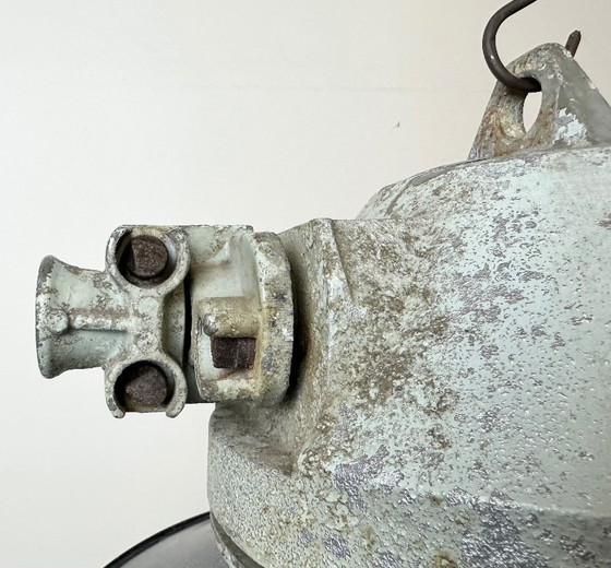 Image 1 of Grey Cast Aluminium Explosion Proof Lamp with Enameled Shade, 1970s