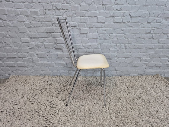 Set di 3 Sedie da Cucina Design Vintage di Brabantia, Formica Striata Bianca, Paesi Bassi, anni '60 (photo 6 of 6)