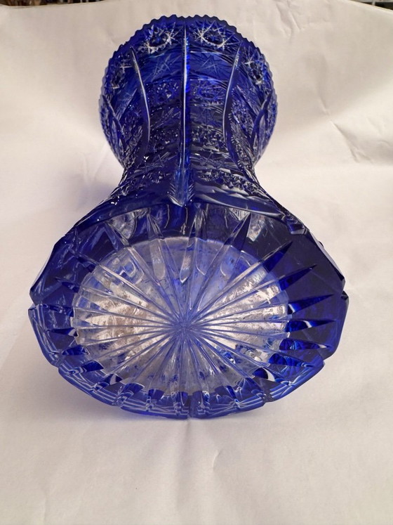 Kobalt Blue Crystal Cut Vase (photo 3 of 5)