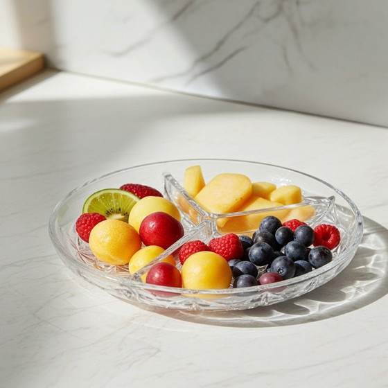 Image 1 of Piatto in vetro trasparente con scomparti vintage Crescendo France