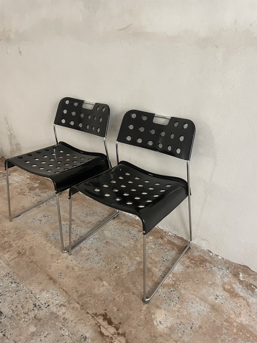 Omstack Vintage metalen stoelen - Bieffeplast, 1970, Set van 2