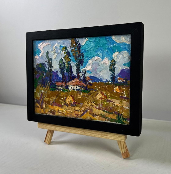Image 1 of Original Oil Painting Summer Village Landscape A ray of sunshine in smile of nature
