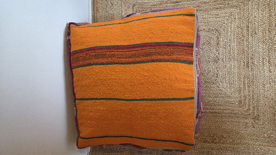 Image 1 of Moroccan pouf, purple floor cushion