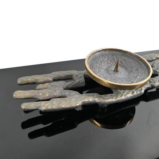 Brutalist bronze candlestick, Horst Dahlbeck, 1960s