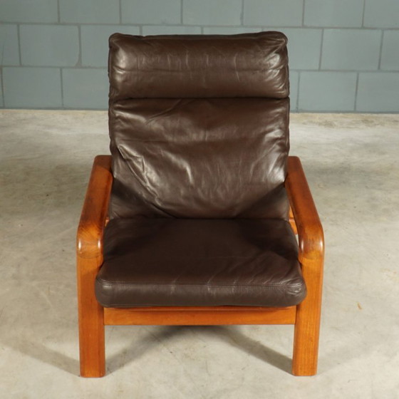 Set vintage Deense fauteuils – L. Olsen & Son – teakhout – jaren 60 – Leather, Wood (photo 10 of 12)