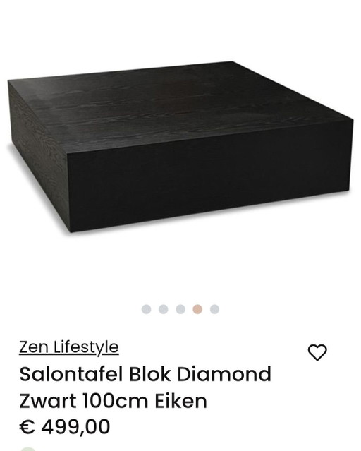 Blok Diamond Couchtisch Schwarz 100cm x 100cm x 36