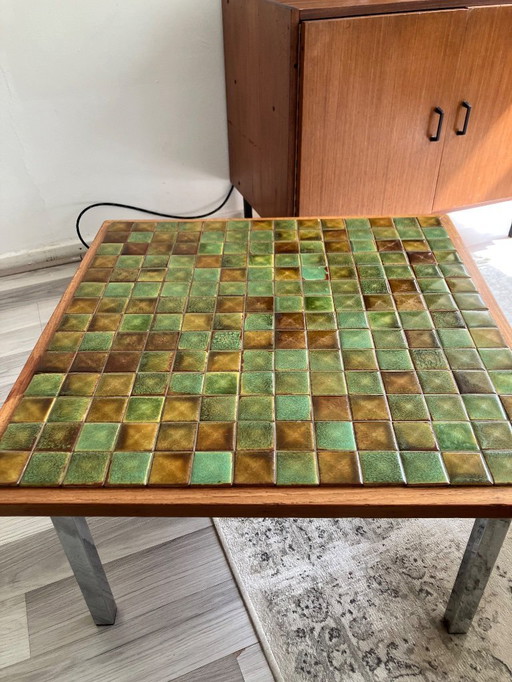 Table basse vintage 1970 | mosaïque et bois