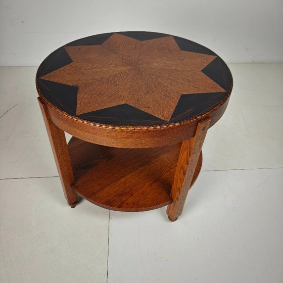 Amsterdamer Schule / Art-Deco-Beistelltisch mit eingelegtem Sternblatt, um 1920 – Beistelltische, Wood (photo 8 of 8)