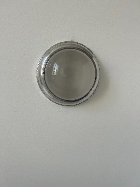 Image 1 of Paar vintage art deco wandlampen, chroom en gezandstraald glas, Frankrijk 1930