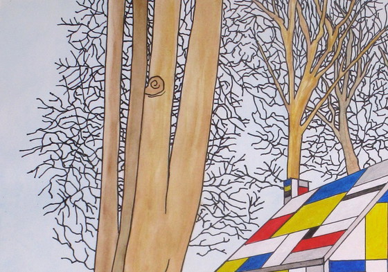 Image 1 of The 'Mondriaan' House (hand-painted)