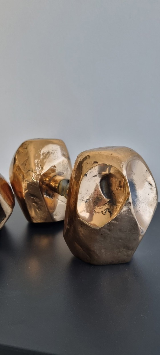 Maniglie per porta vintage in ottone, Oggetti decorativi, Marrone, Brutalist (foto 6 di 6)
